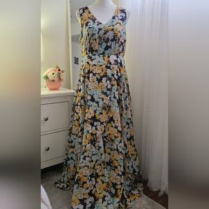 NWOT Jessica London Swing Circle Skirt Georgette Dress 12W